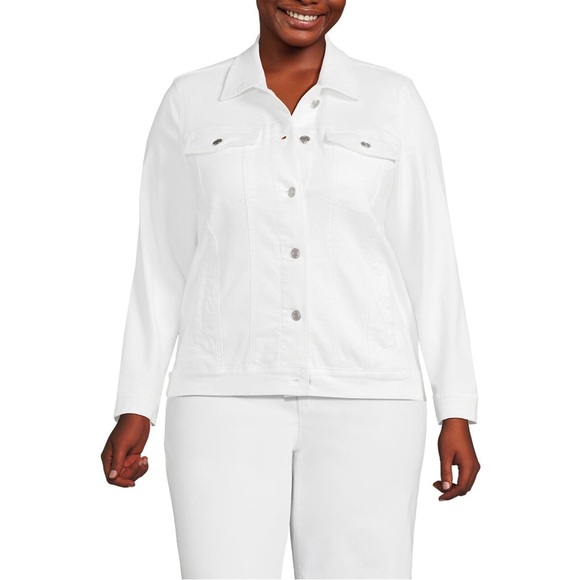 Lands End NWT Women's White Denim Classic Trucker Jean Jacket - Picture 3 of 5